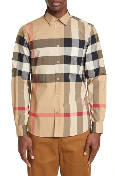 checked burberry shirt|Burberry men's button up shirt.